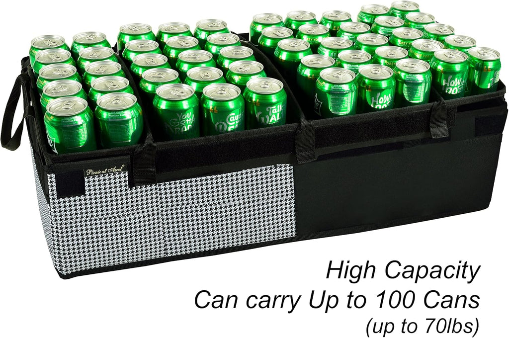 Heavy Duty Rigid Base Trunk Organizer with 28 Can Capacity Leak Proof Cooler H693277