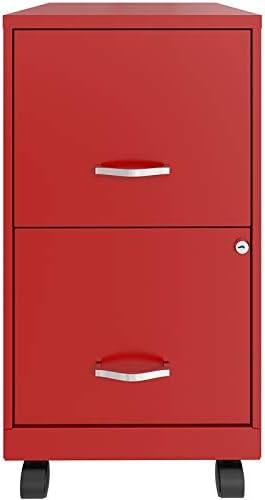 White 2 Drawer Metal Mobile File Cabinet with Lock U3181
