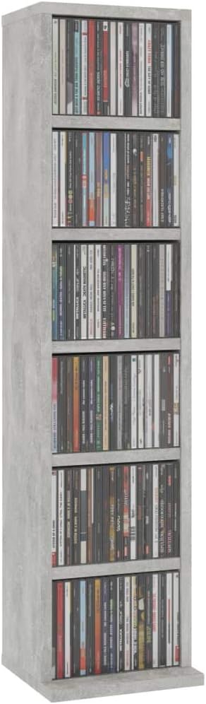 Concrete Gray Media Storage Tower Cabinet, Pack of 2 C9145