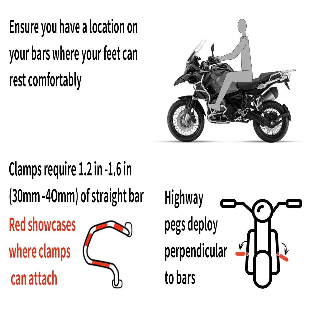 Universal Motorcycle 360 Rotatable Highway Crash Bar Foot Pegs K25408