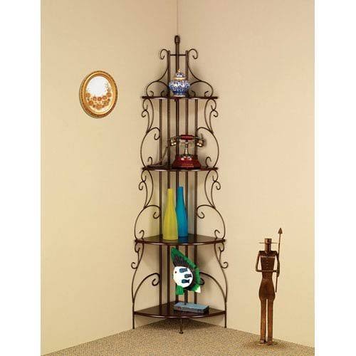 4-Shelf Corner Bookcase Cappuccino and Copper W485