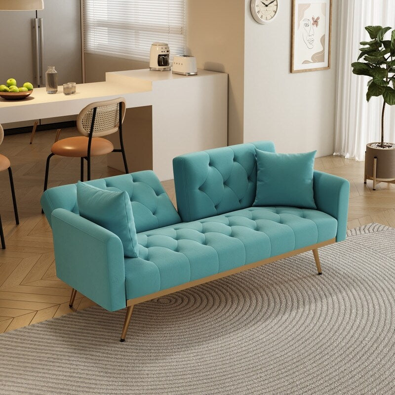 Cyan Velvet Double Sofa Bed U5934