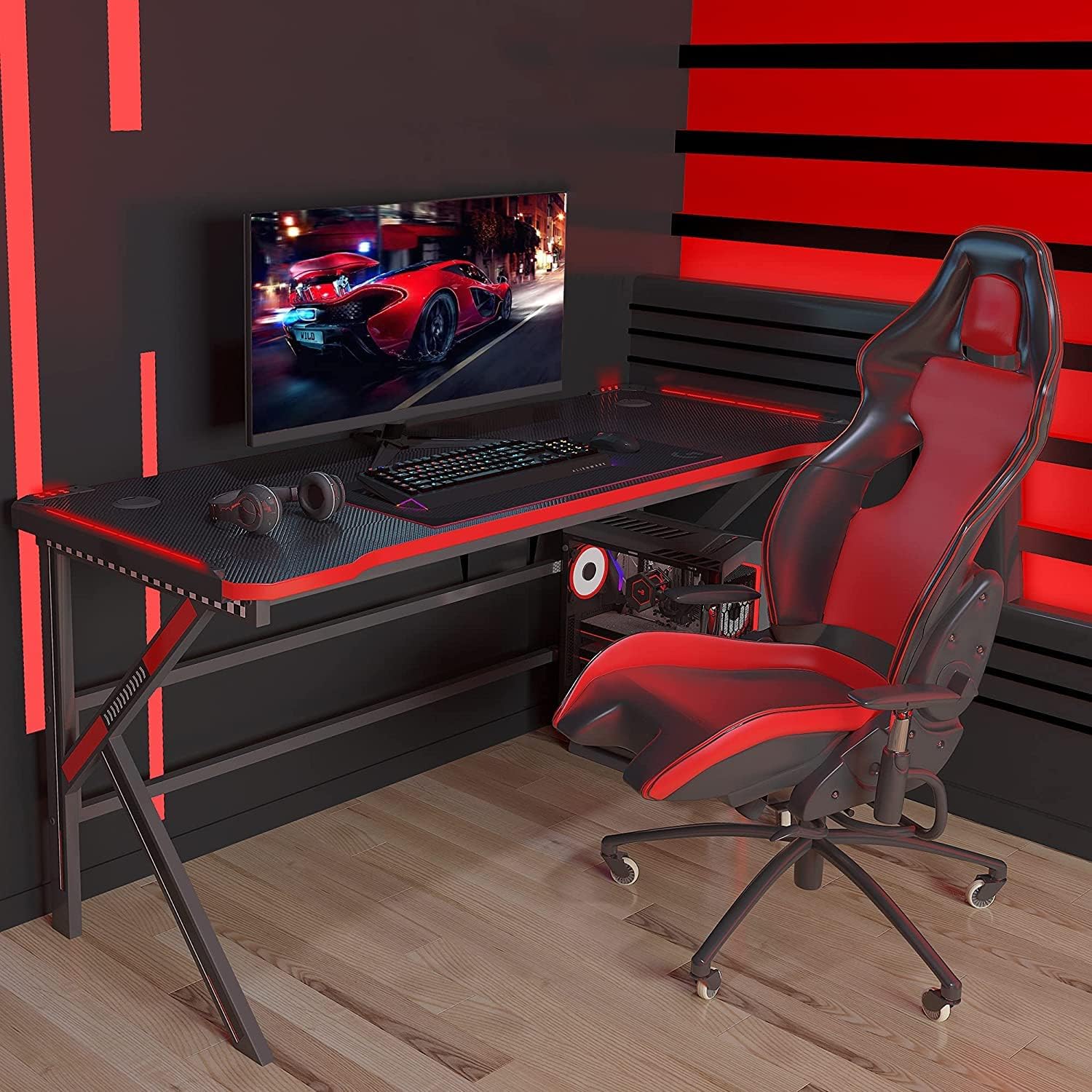 Carbon Fiber Surface Gaming Desk G11620