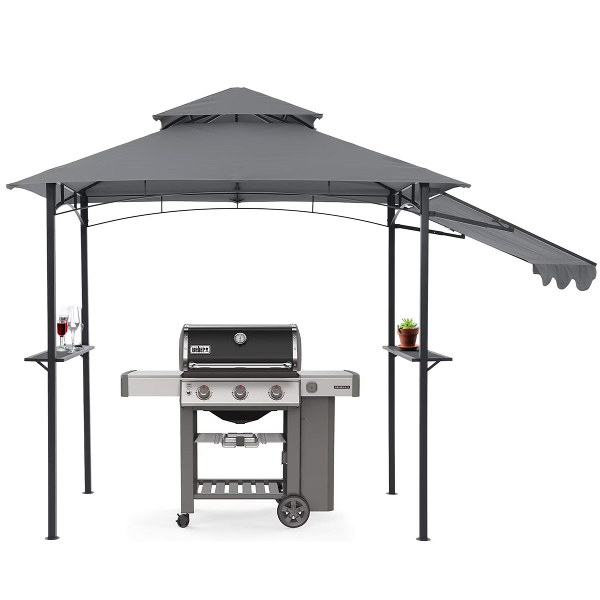 8’ x 5’ Grill Gazebo with Adjustable Side Awning M23012