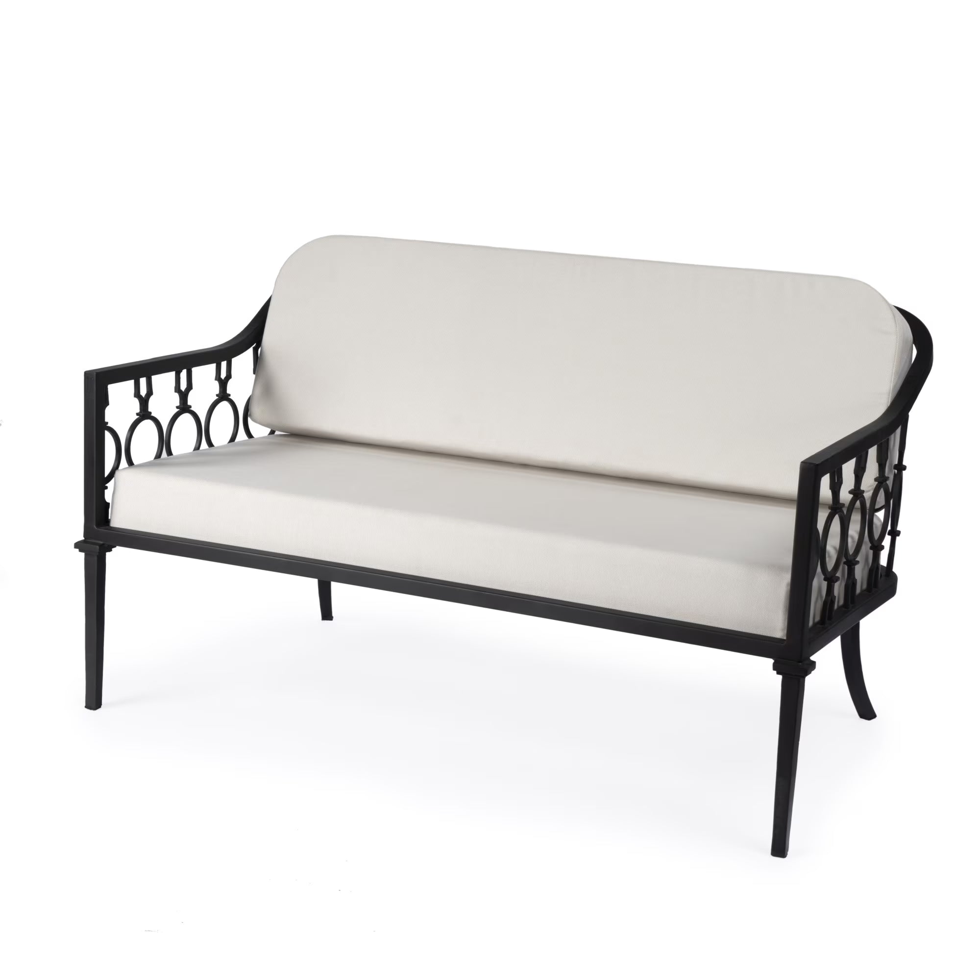 Black Iron Upholstered Outdoor Loveseat K9930