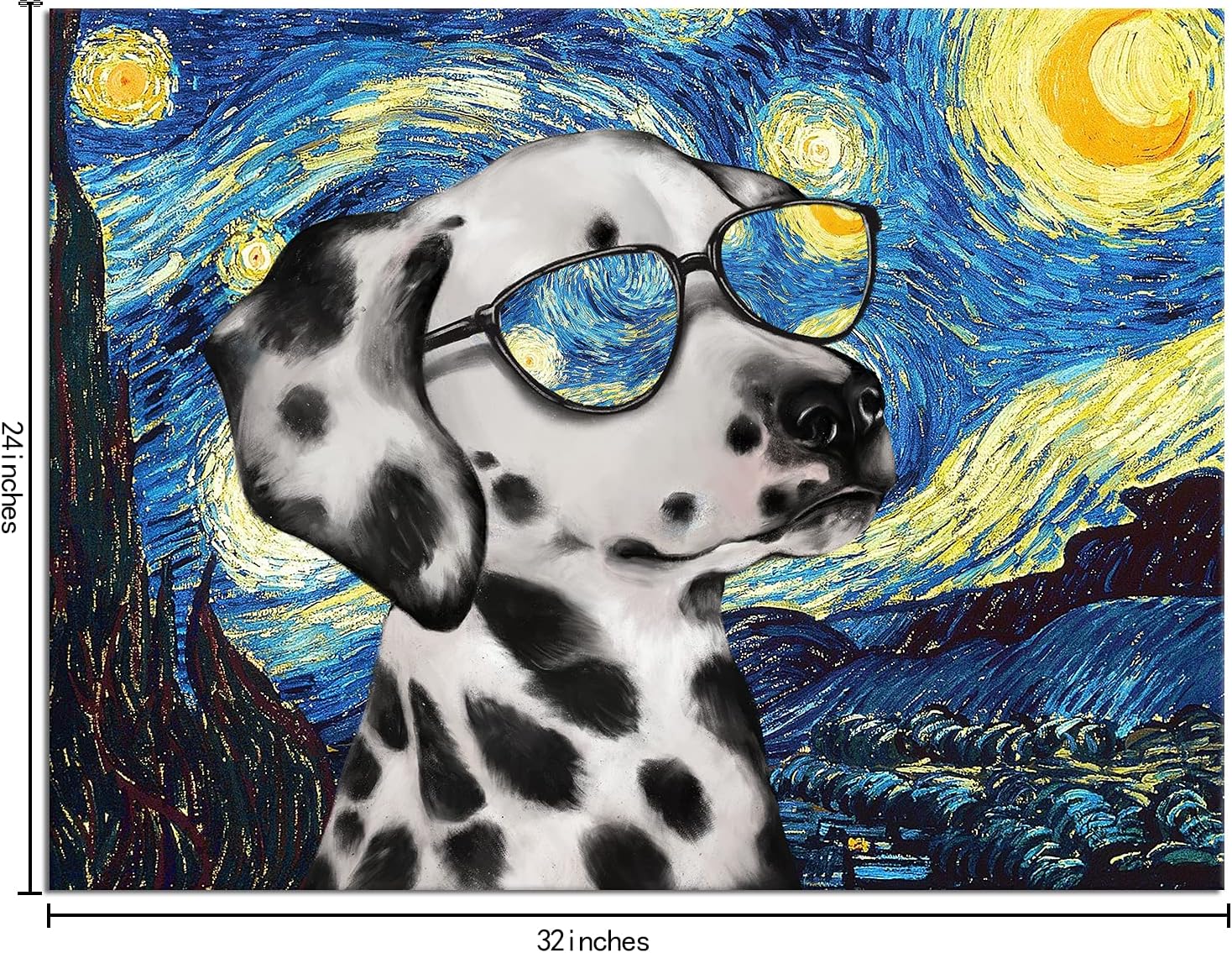 Funny Dog Painting Canvas Prints Wall Art N9438