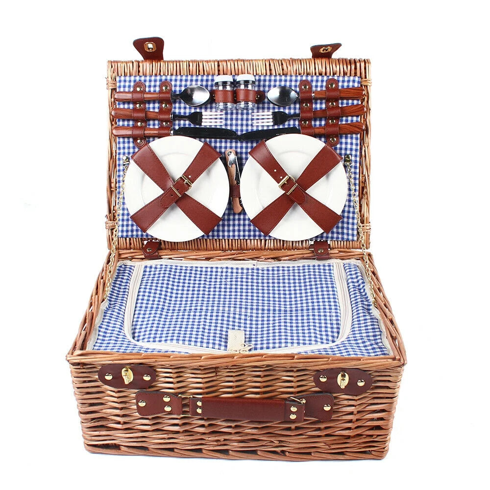 Picnic Basket Camping Essentials Outdoor Tableware Set for 4 Persons N493