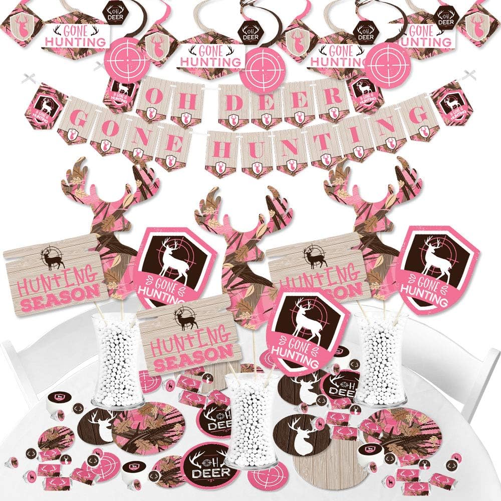 Pink Gone Hunting Deer Hunting Camo Banner Decoration Kit Q87780