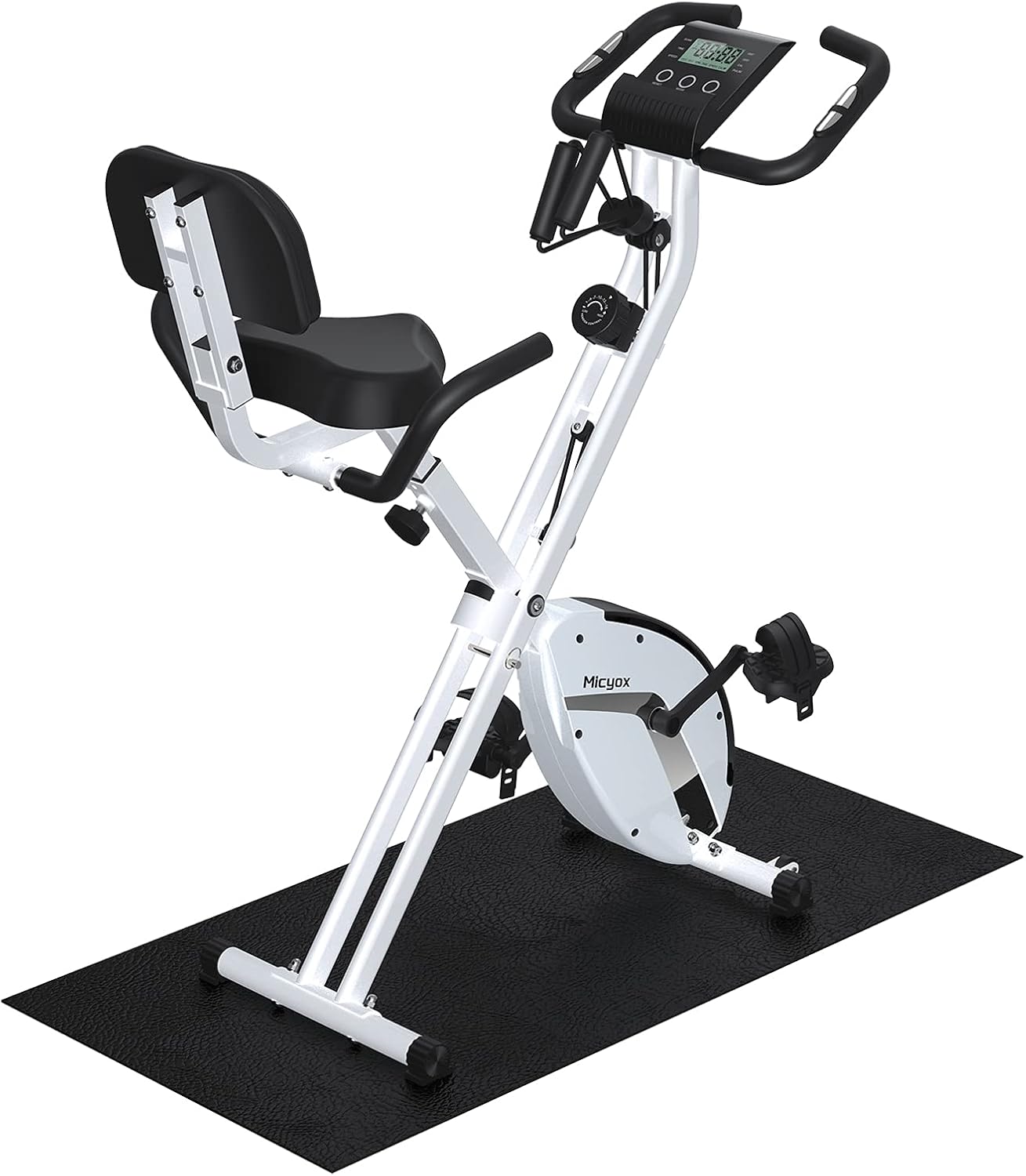 Folding Exercise Bike with Magnetic Resistance and Equipment Mat Q486