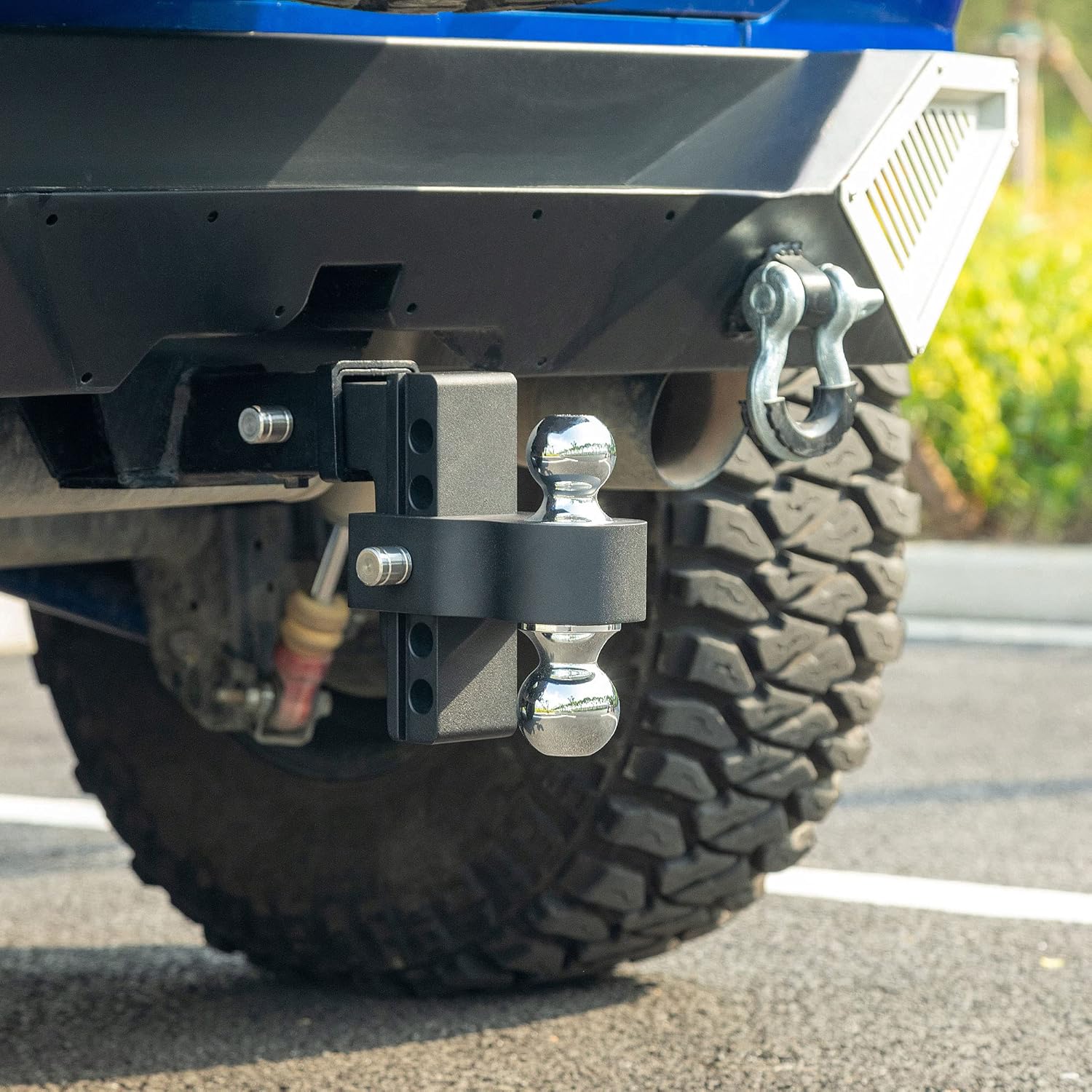 Adjustable Trailer Hitch Ball Mount, 2-Inch Receiver, 4-Inch Drop, Forged Aluminum Shank, 2-Inch and 2-5/16-Inch Combo Stainless Steel Tow Balls, Black S212