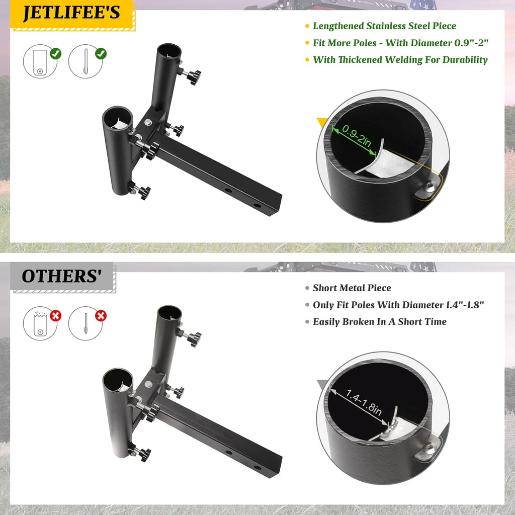 Dual Car Flag Hitch Mount Holder 2 Hitch Receivers All Metal Heavy Duty P240