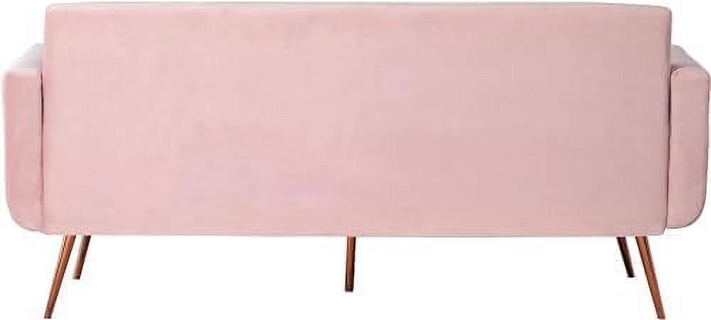 Pink Velvet Fabric Sofa Bed Futon with 2 Pillows 70.3 inch Loveseat Sofa V63032