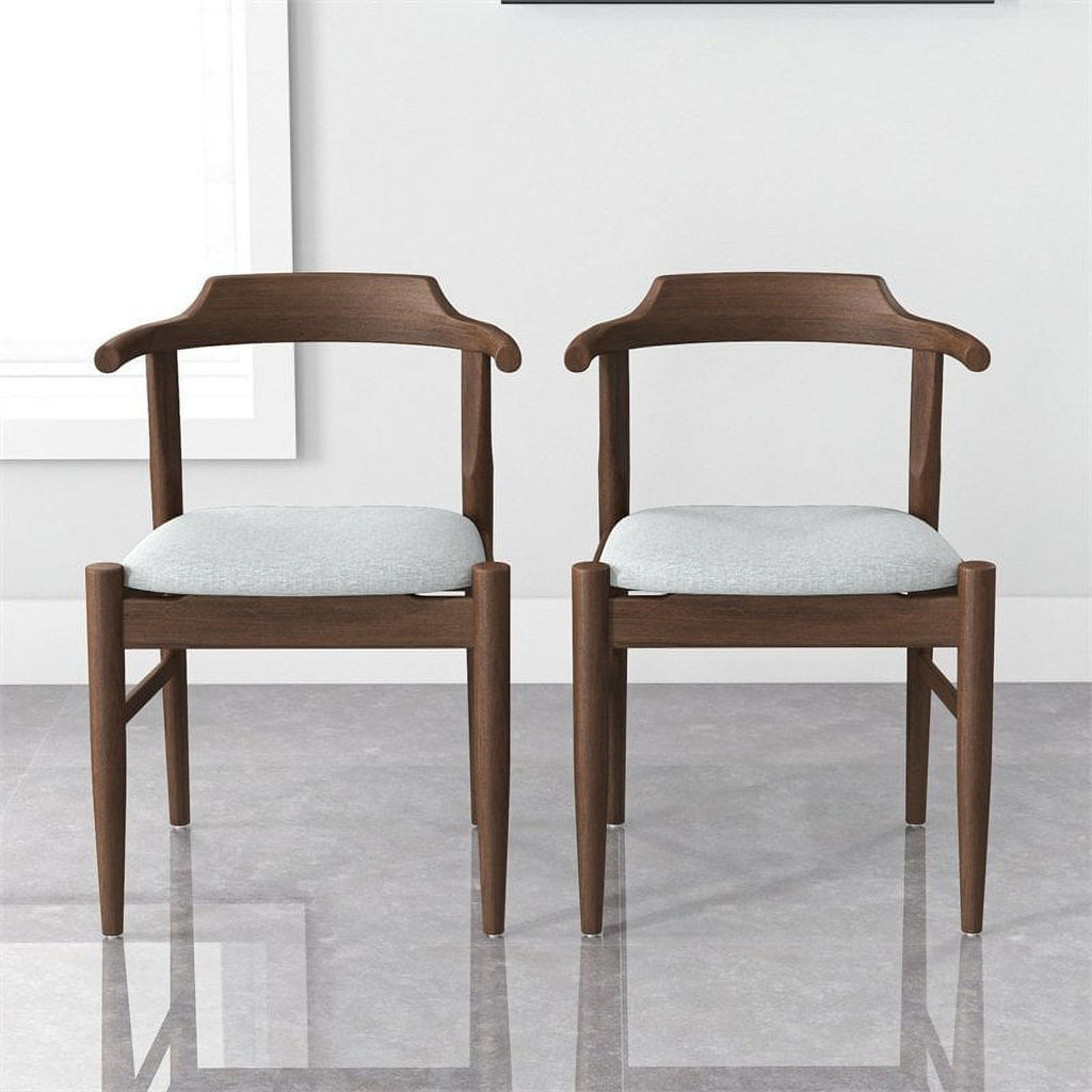 Mid-Century Wood/Fabric Dining Chair in Gray (Set of 2) A13908