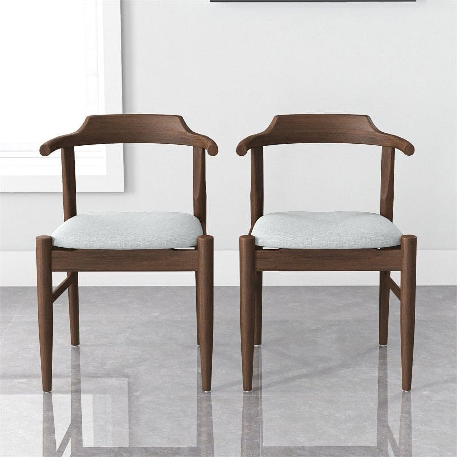 Mid-Century Wood/Fabric Dining Chair in Gray (Set of 2) A13908