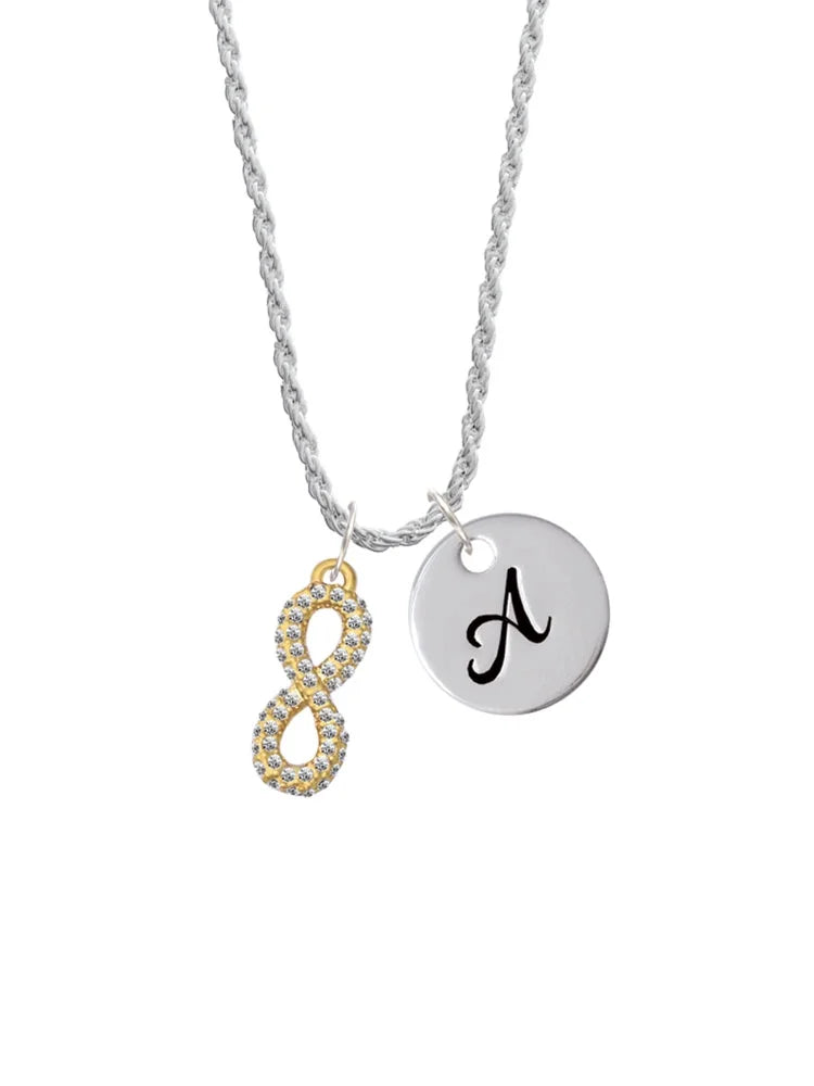 Goldtone Crystal Infinity Sign Charm Necklace, 20"+3" G5469