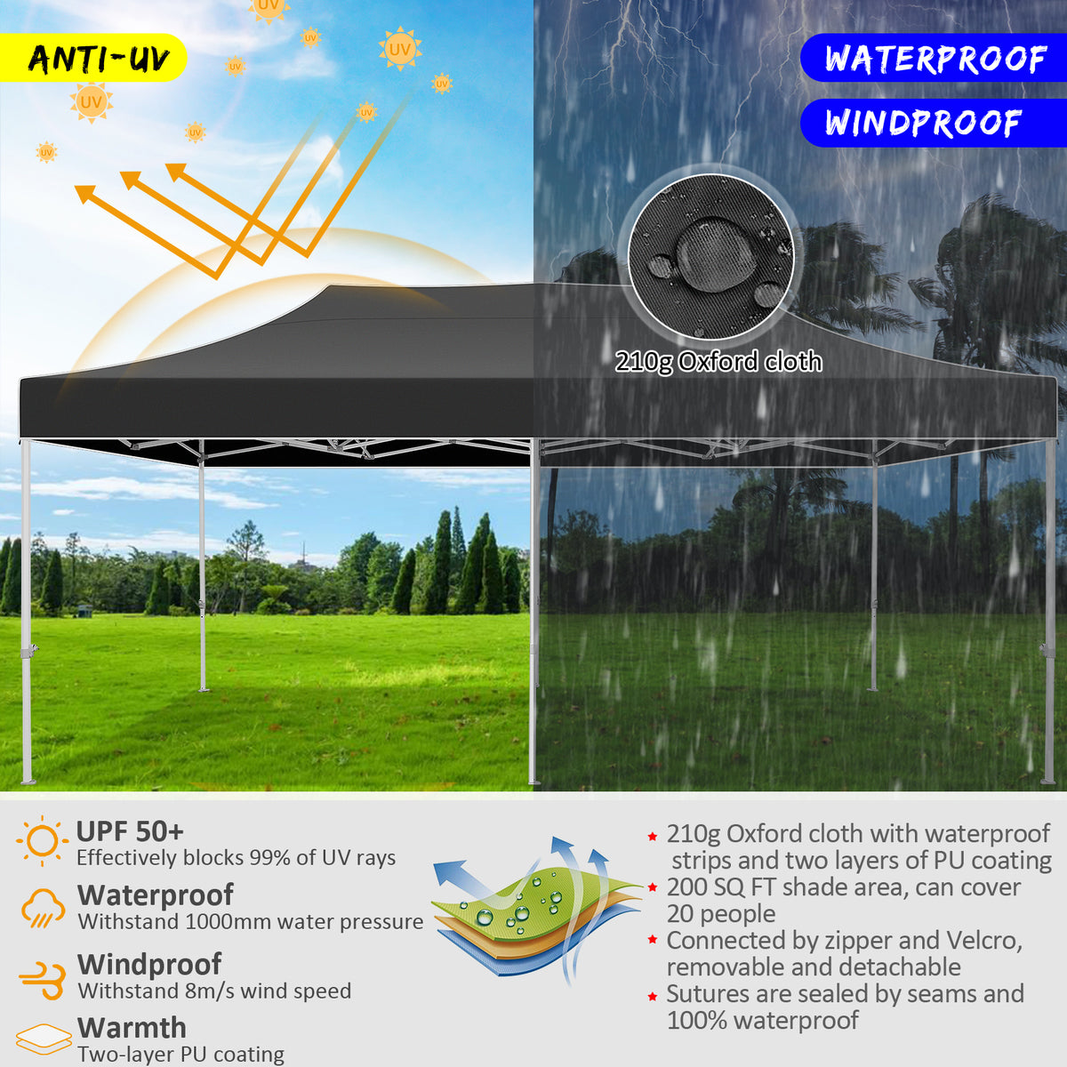 10x20 Pop Up Canopy Tent with Roller Bag M3424