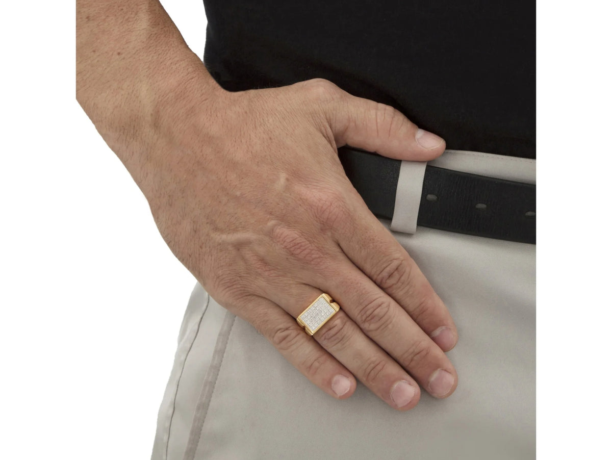 Two-Tone Gold-Plated Grid Ring B197