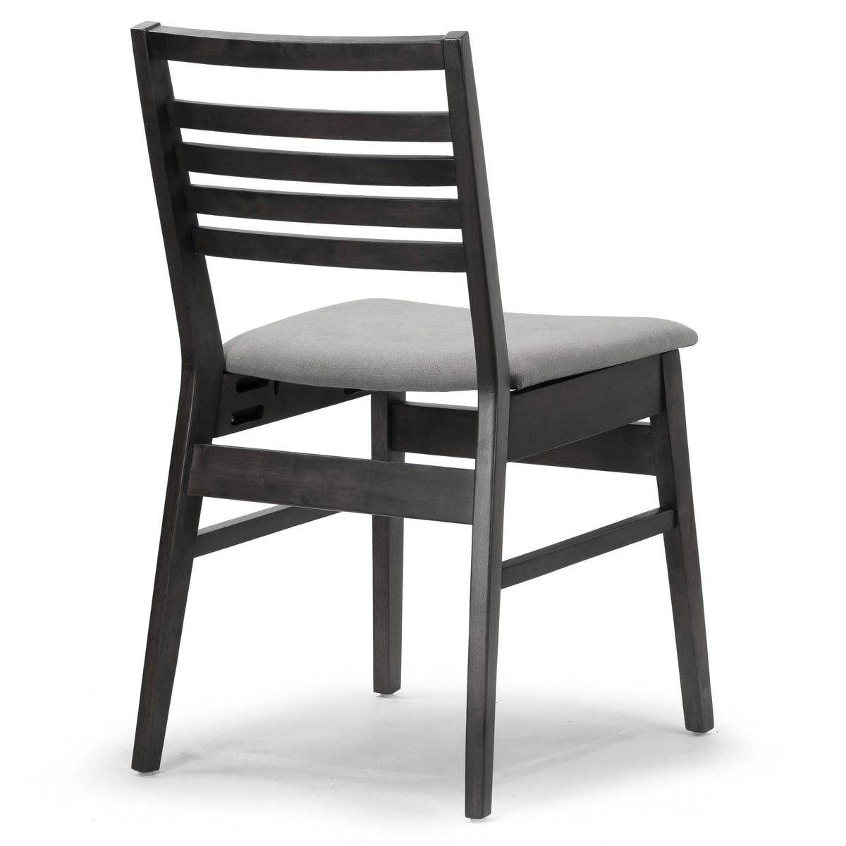 Set of 2 Black Wood Chair with Light Grey Fabric Seat and Ladder Back D199