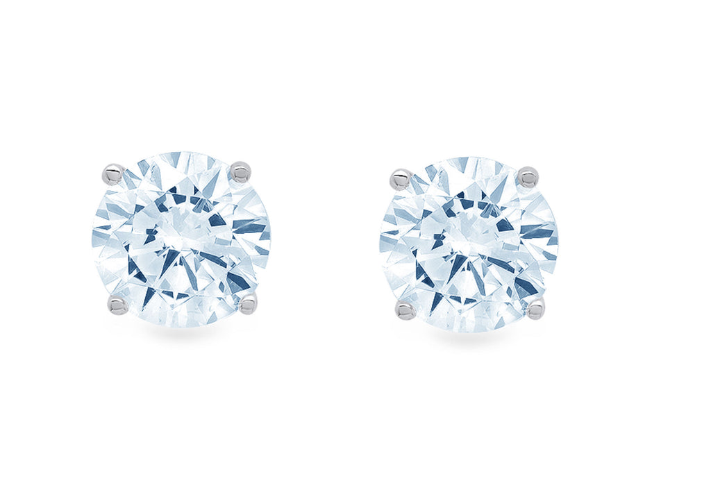 18k White Gold Blue Simulated Diamond Stud Earrings V79141