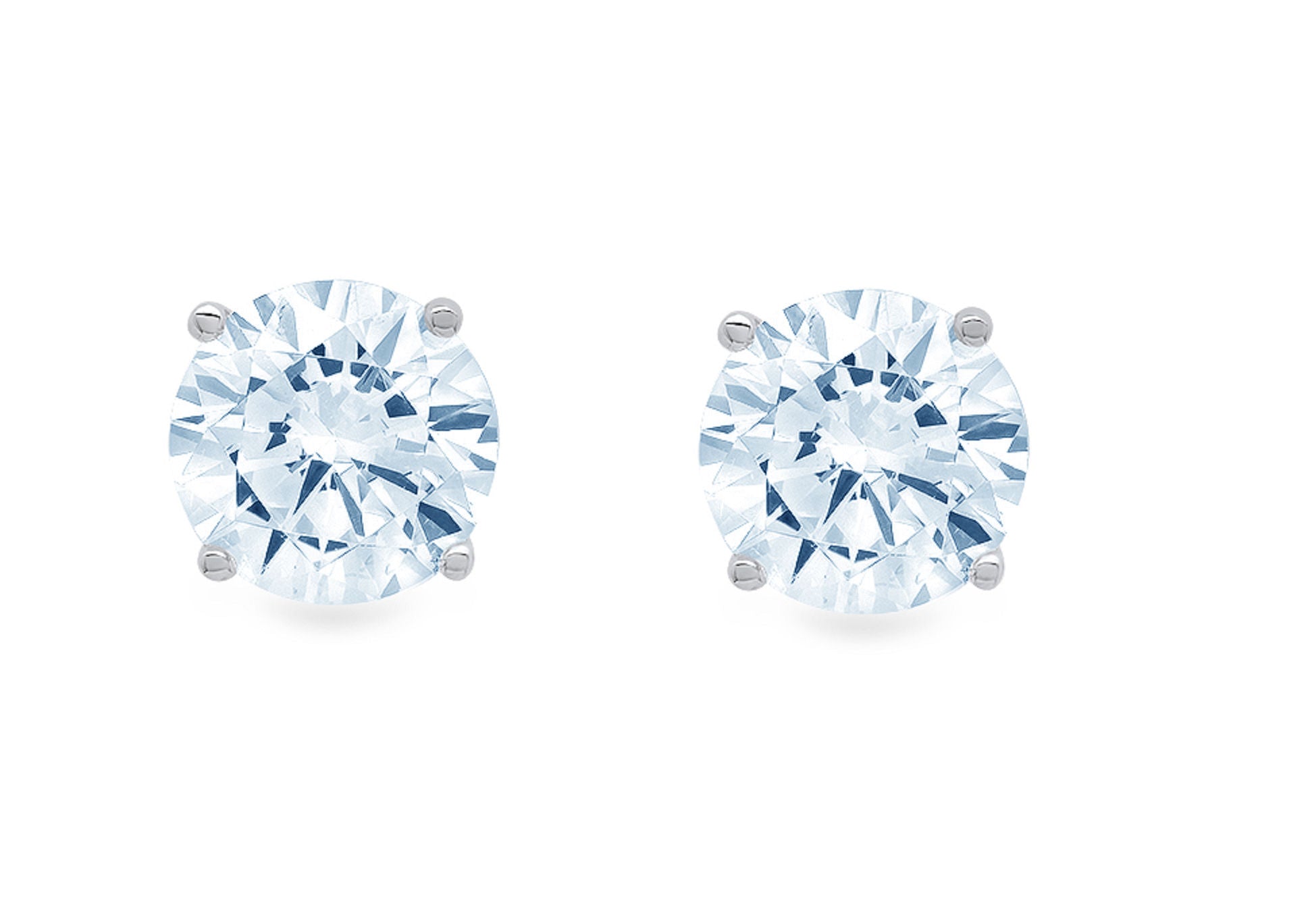 18k White Gold Blue Simulated Diamond Stud Earrings V79141