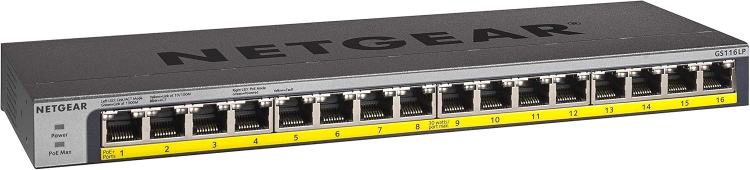 16-Port Gigabit Ethernet Unmanaged PoE Switch with 16 x PoE+ @ 183W P87336