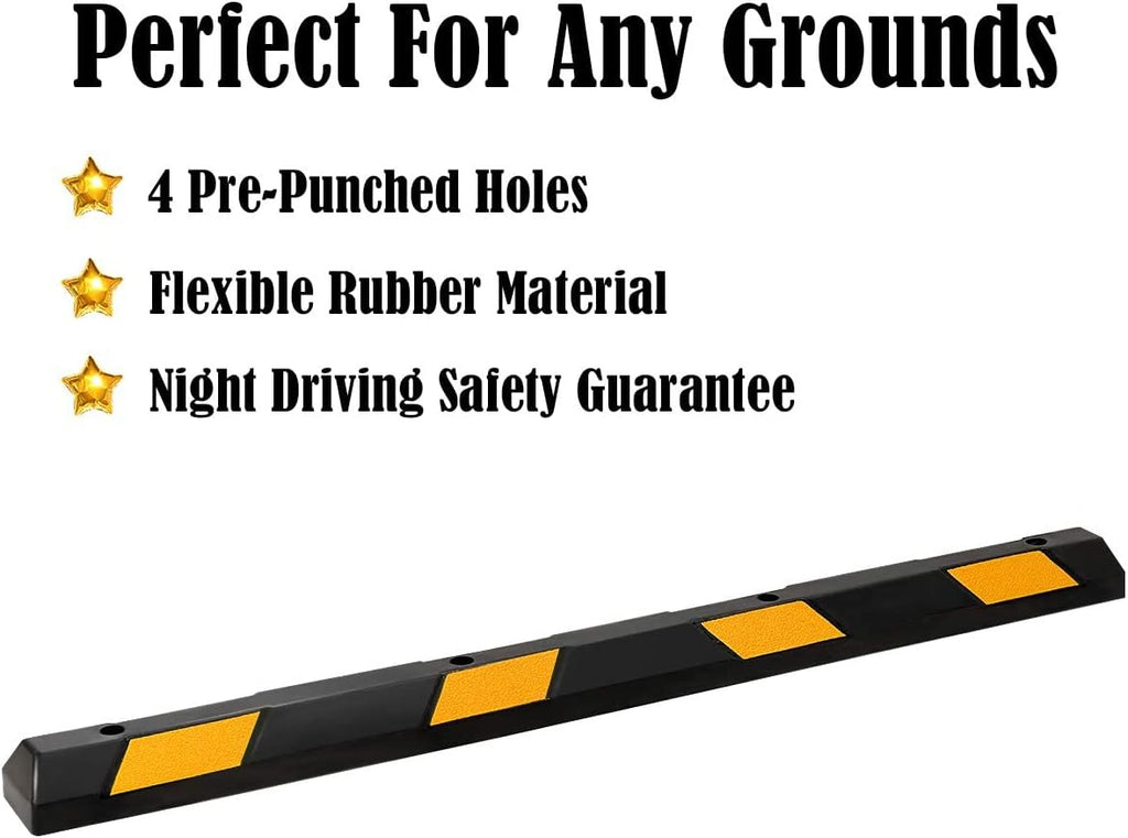 Rubber Parking Curb with 8 Reflective Yellow Safety Stripes M530