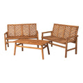 3-Piece Acacia Wood Patio Loveseat Chat Set I2679