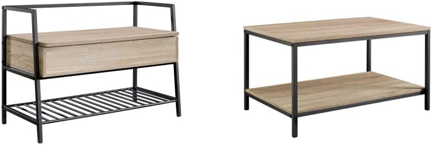 Storage Bench and Tall Bookcase, Charter Oak Finish M9547