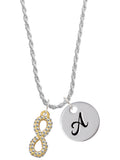 Goldtone Crystal Infinity Sign Charm Necklace, 20"+3" G5469