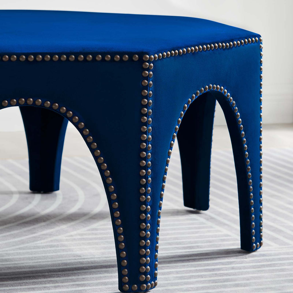 Blue Navy Velvet Ottoman Accent Chair X8589