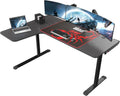 Black L Shaped 60 Inch Gaming Desk with Mouse Pad and Cable Management H299