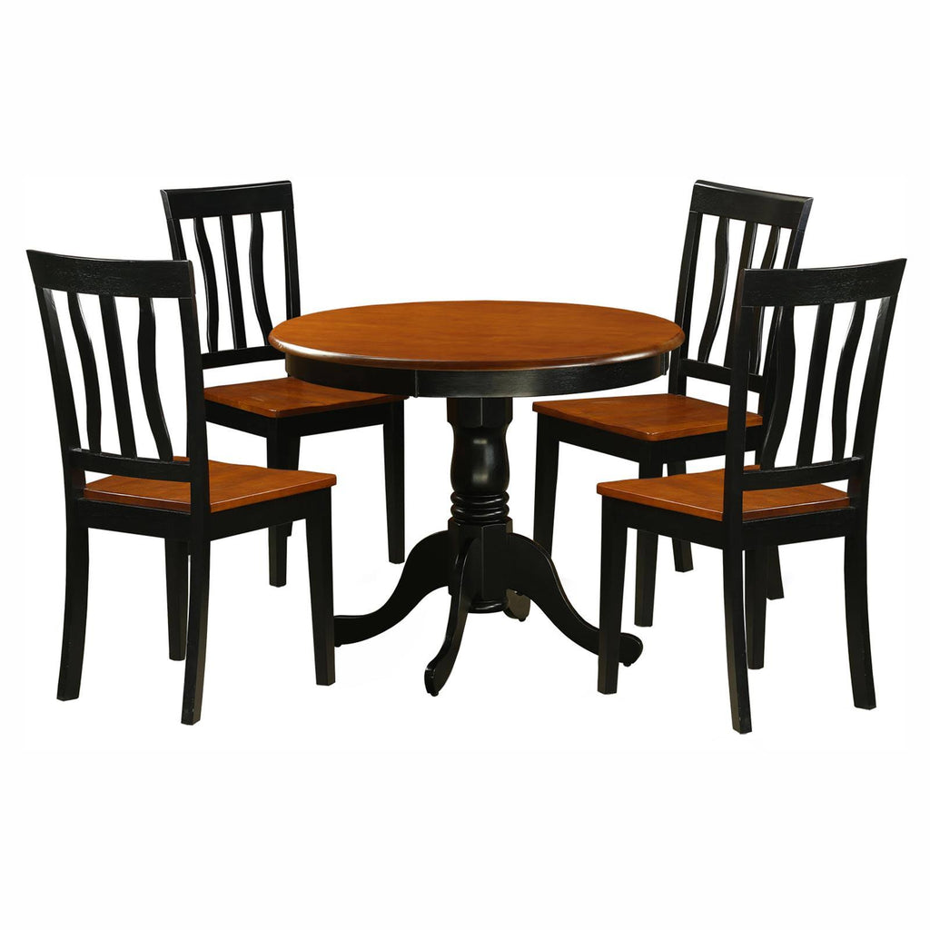 5 Piece Antique Dining Set with 4 Solid Wood Chairs T532
