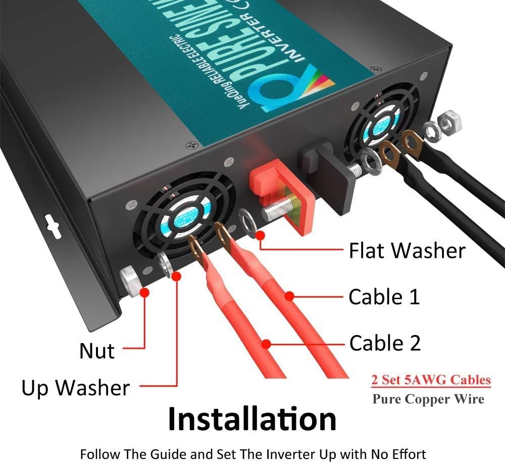 2000W 12V 120V Pure Sine Wave Power Inverter with 2 AC Outlets B60704
