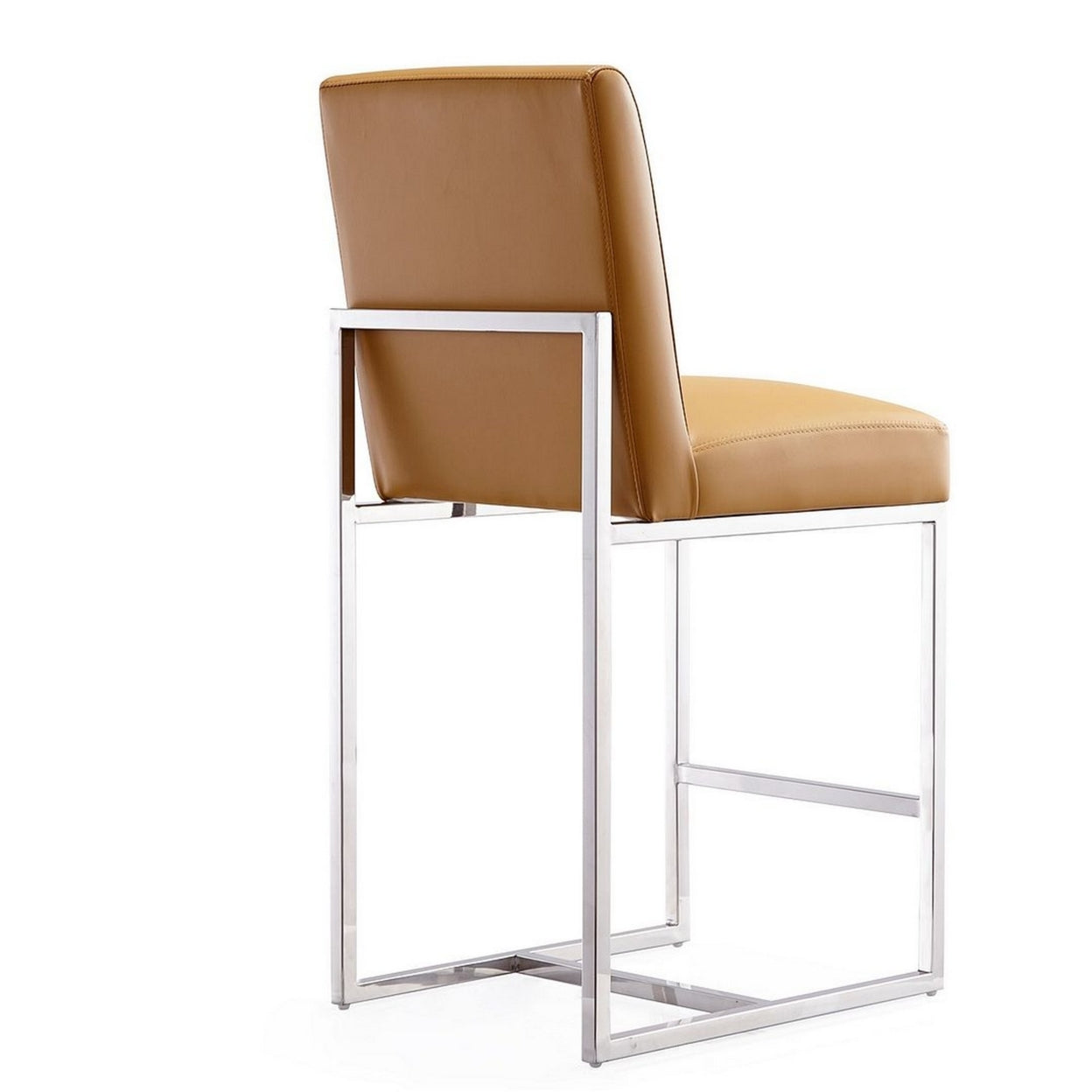 Camel Polished Chrome Stainless Steel Counter Height Bar Stool (Set of 3) Y734