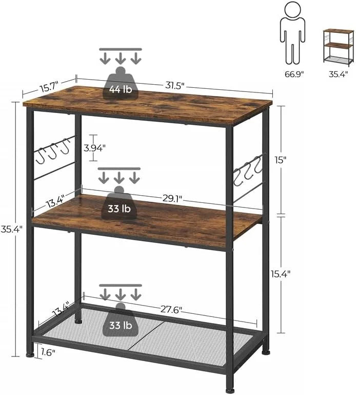 Rustic Brown and Black Metal Bakers Rack K197243