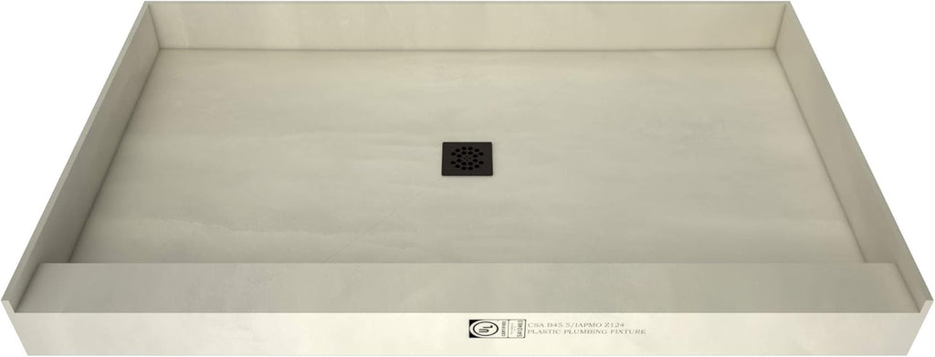 Shower Pan Kit with Flashing, Right Drain, Single Curb Shower Base, 2" PVC Drain and Grate Included, 48" Width x 42" Depth X4778