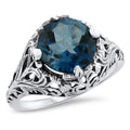 2 Carat Genuine London Blue Topaz 925 Sterling Filigree Ring Y70054