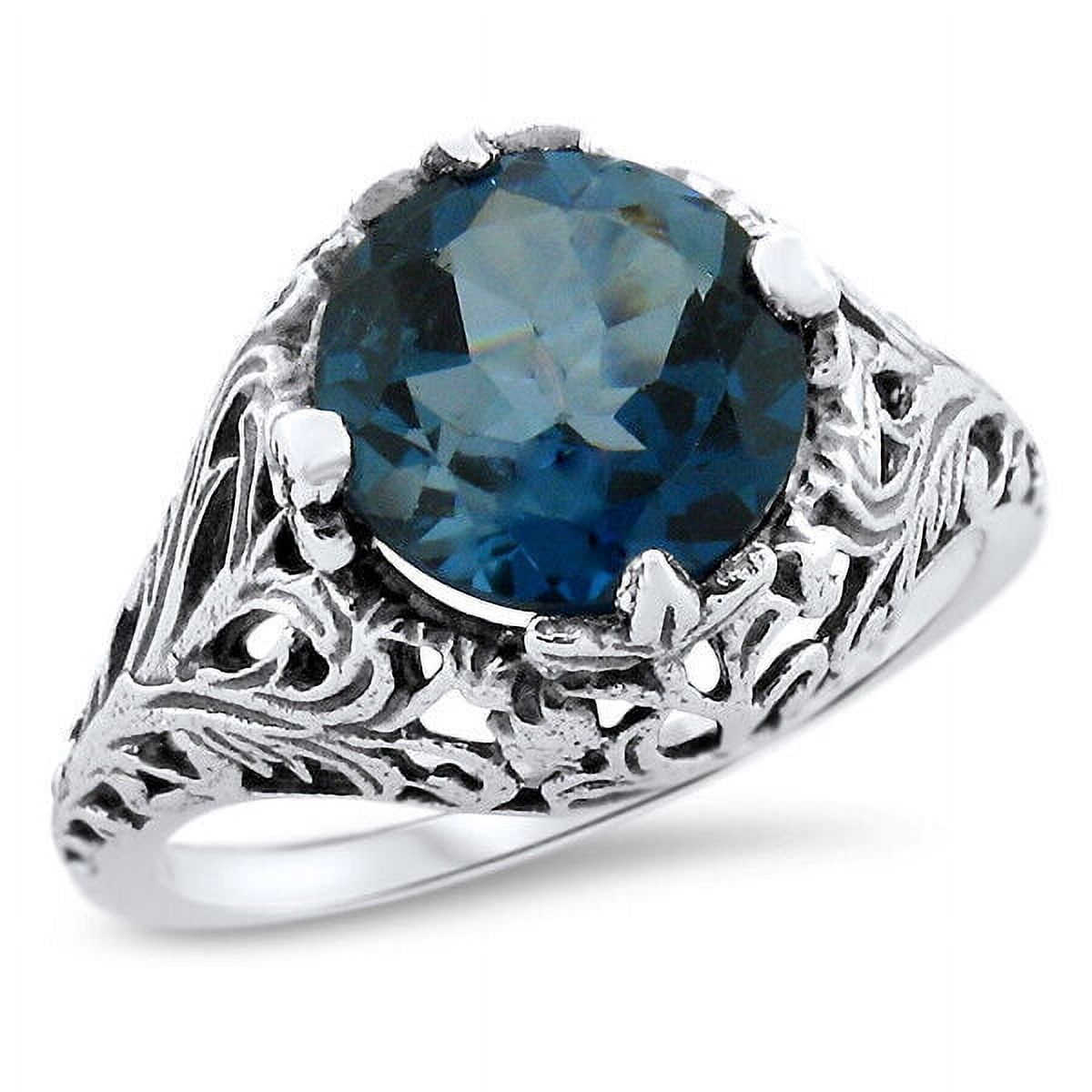 2 Carat Genuine London Blue Topaz 925 Sterling Filigree Ring Y70054