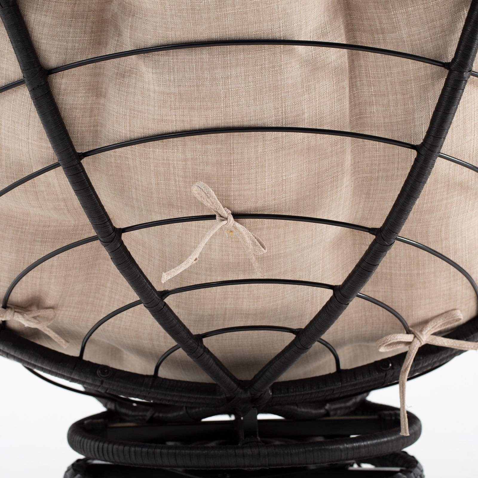 Black Frame Papasan Chair with Fabric Cushion and Metal Swivel Base N3099