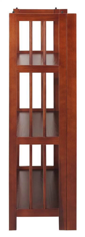 3-Shelf Folding Stackable Bookcase Wide-Walnut B613490