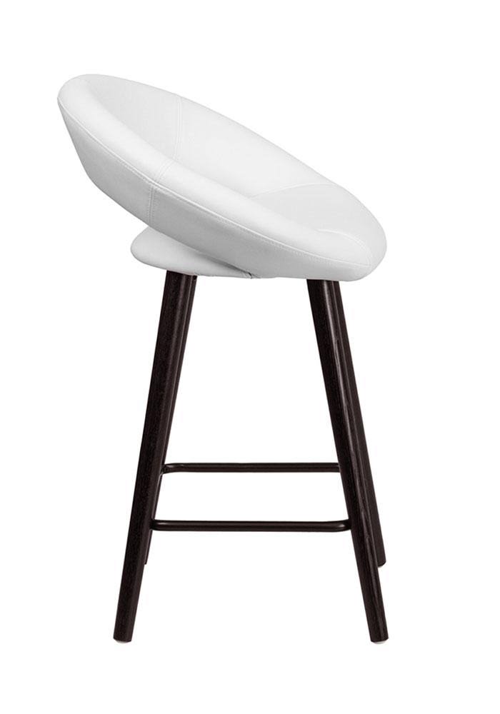 24&& High Cappuccino Wood Counter Height Stool in Black Vinyl F866927