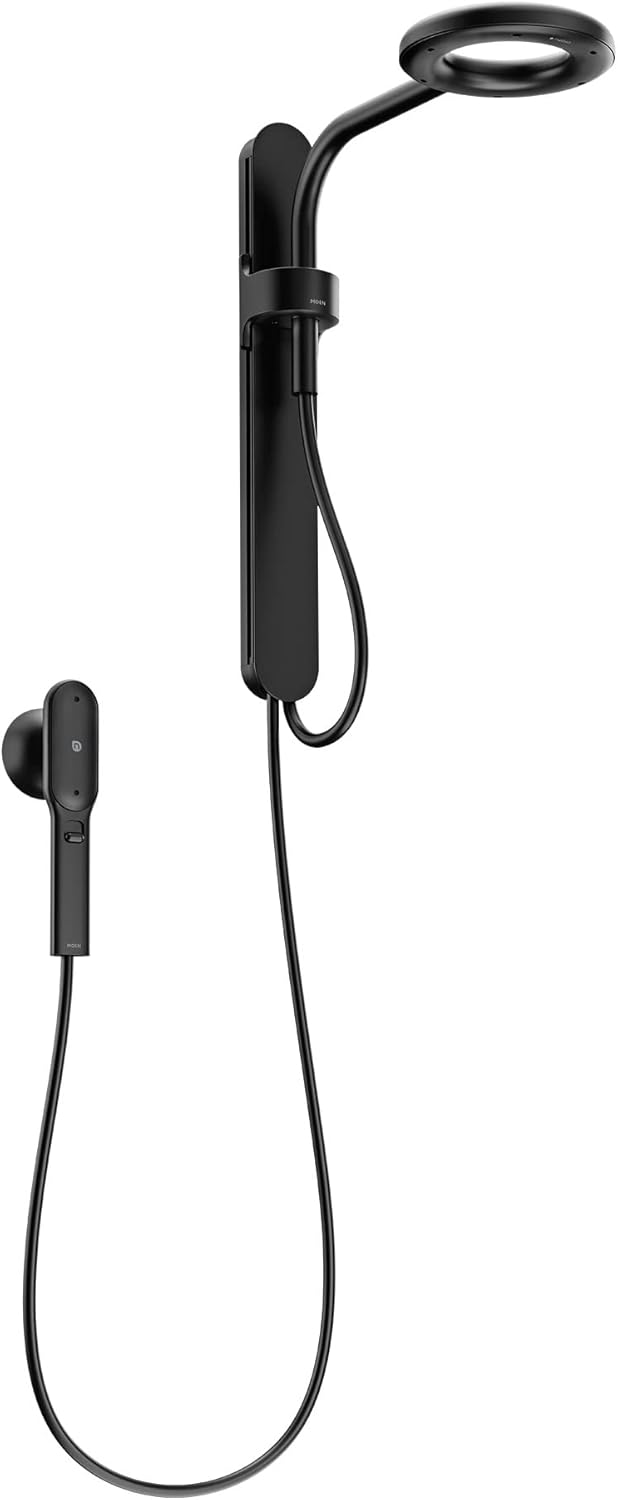Matte Black Rainshower and Handshower with Magnetic Dock M8431