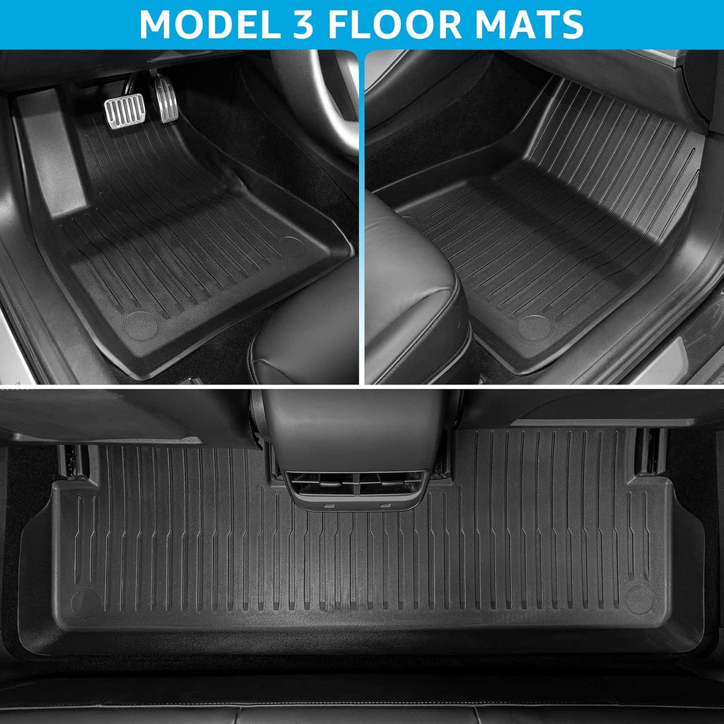 Tesla Model 3 Floor Mats TPE Full Set All Weather Waterproof Front Rear Cargo Liner C719567