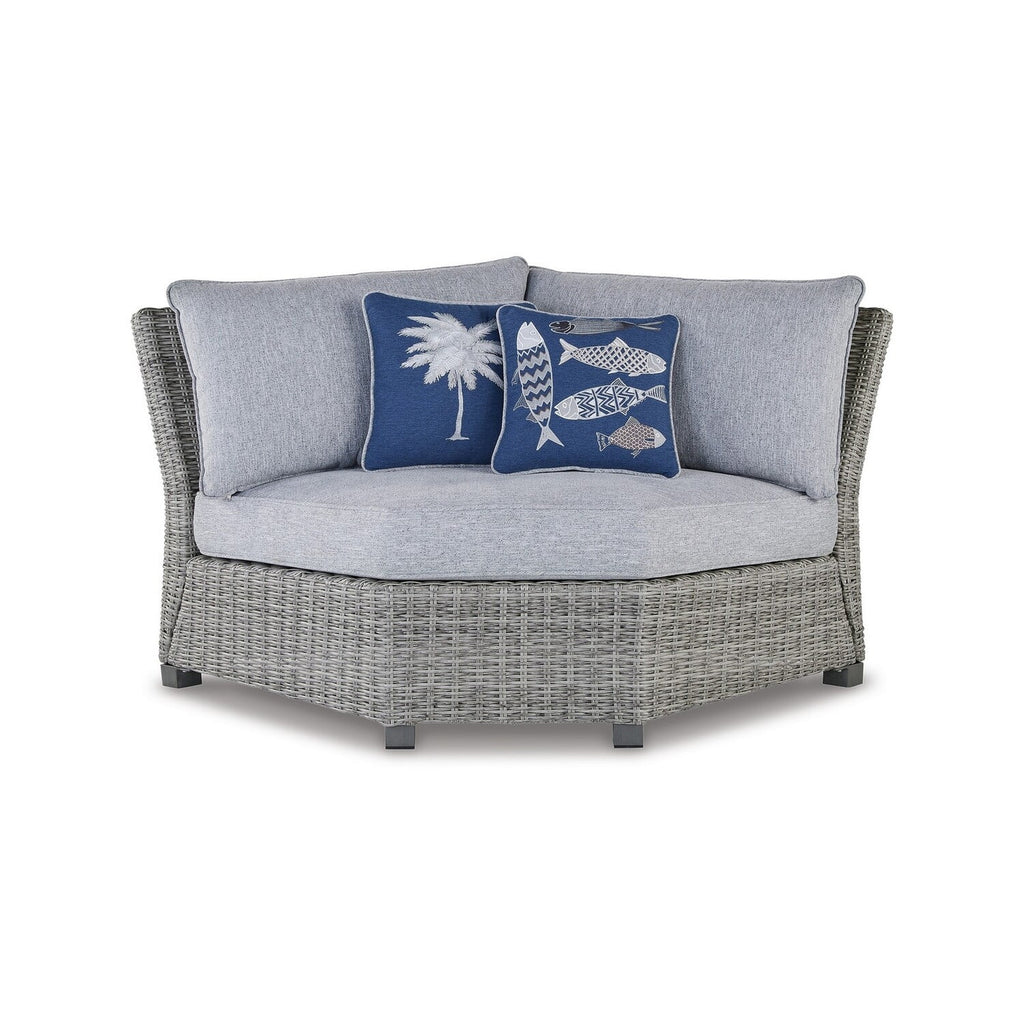 Gray Resin Wicker Outdoor Corner Seat with Polyester Cushions K32814