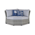 Gray Resin Wicker Outdoor Corner Seat with Polyester Cushions K32814