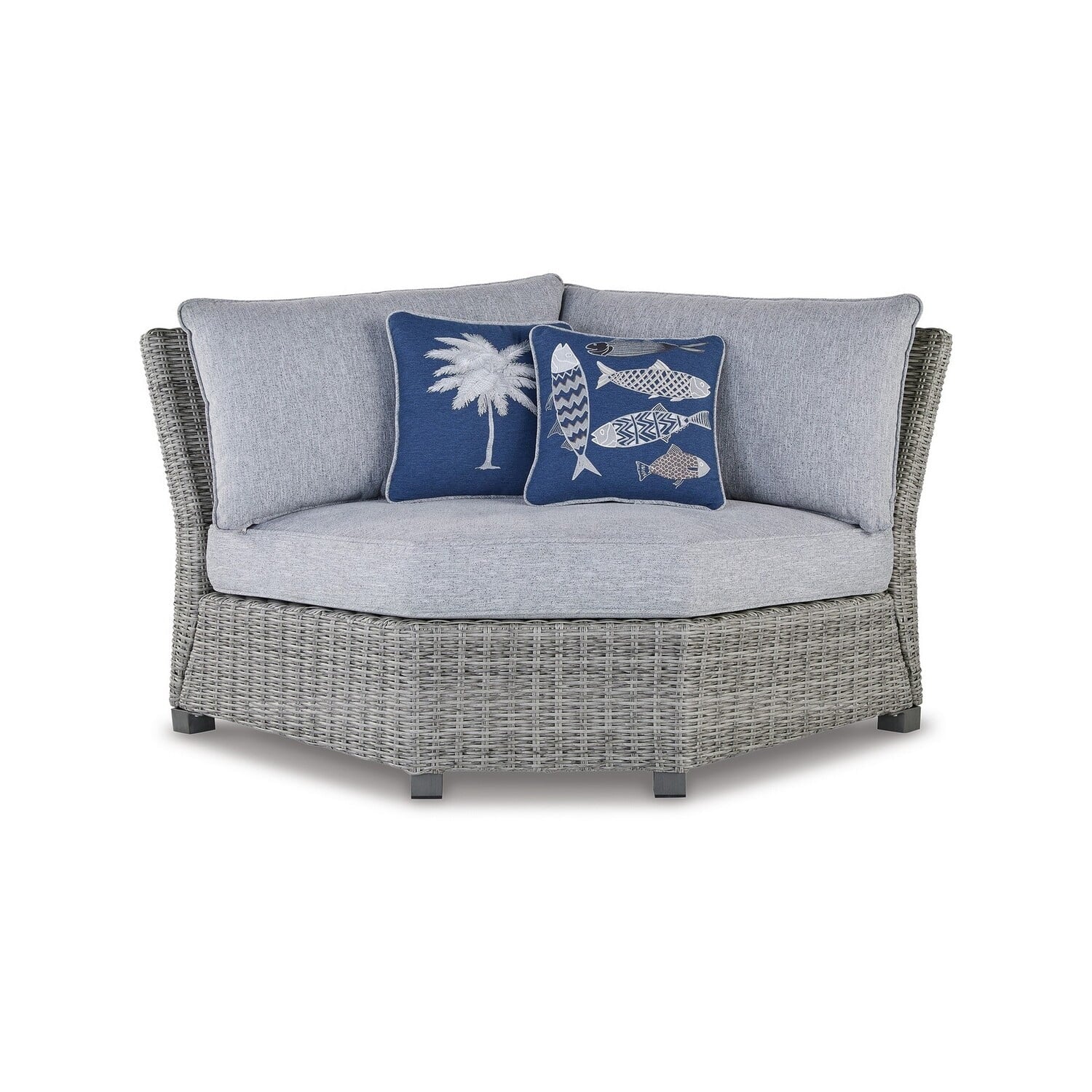 Gray Resin Wicker Outdoor Corner Seat with Polyester Cushions K32814