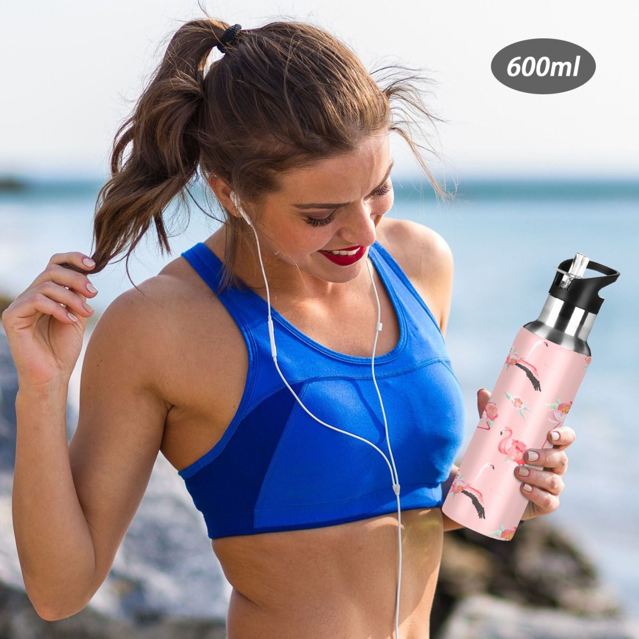 Pink Insulated Stainless Steel Water Bottle with Straw Lid 20 oz M677629