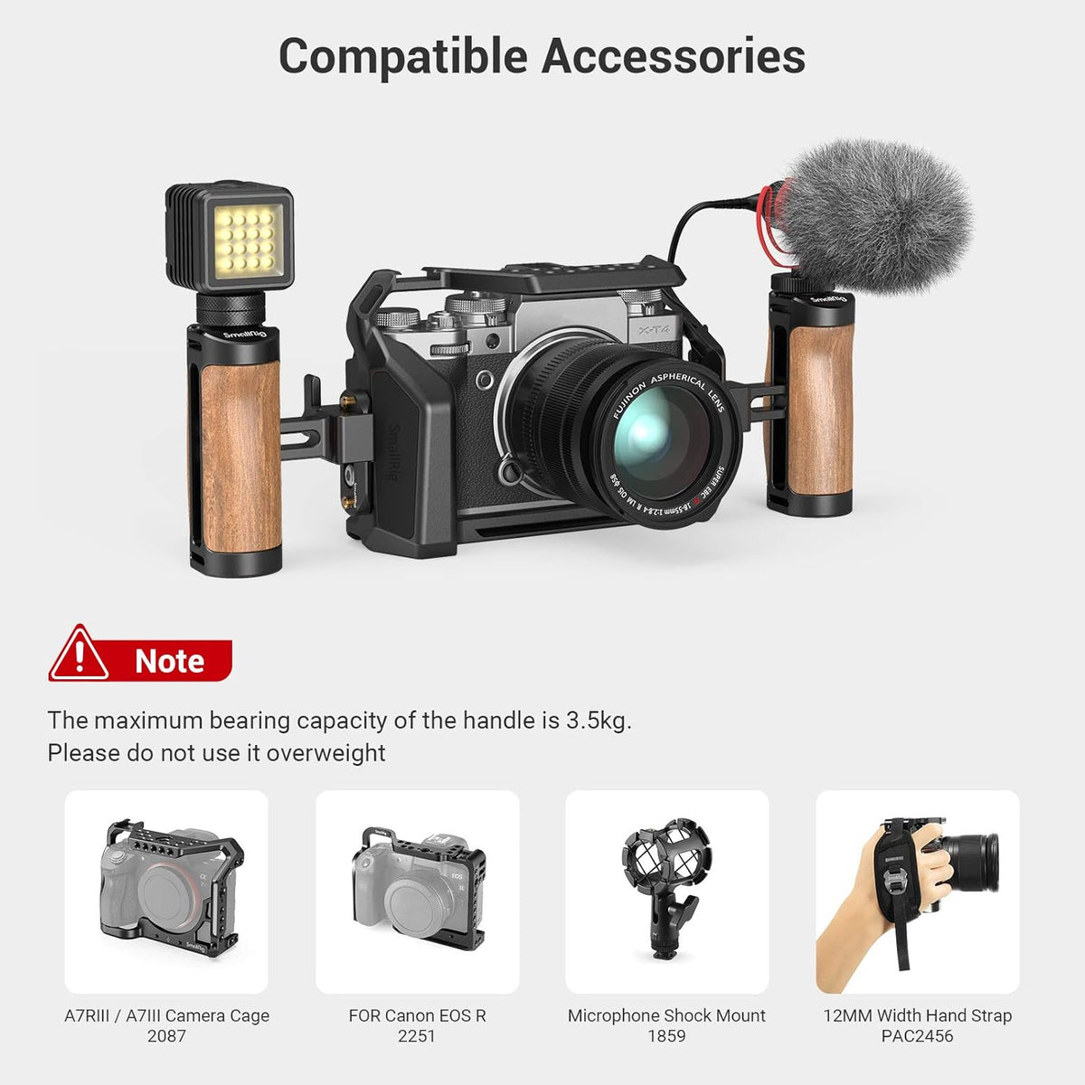 Wooden Mini NATO Handle Side Handgrip with NATO Clamp and Quick Release NATO Rail for Camera Cage F576