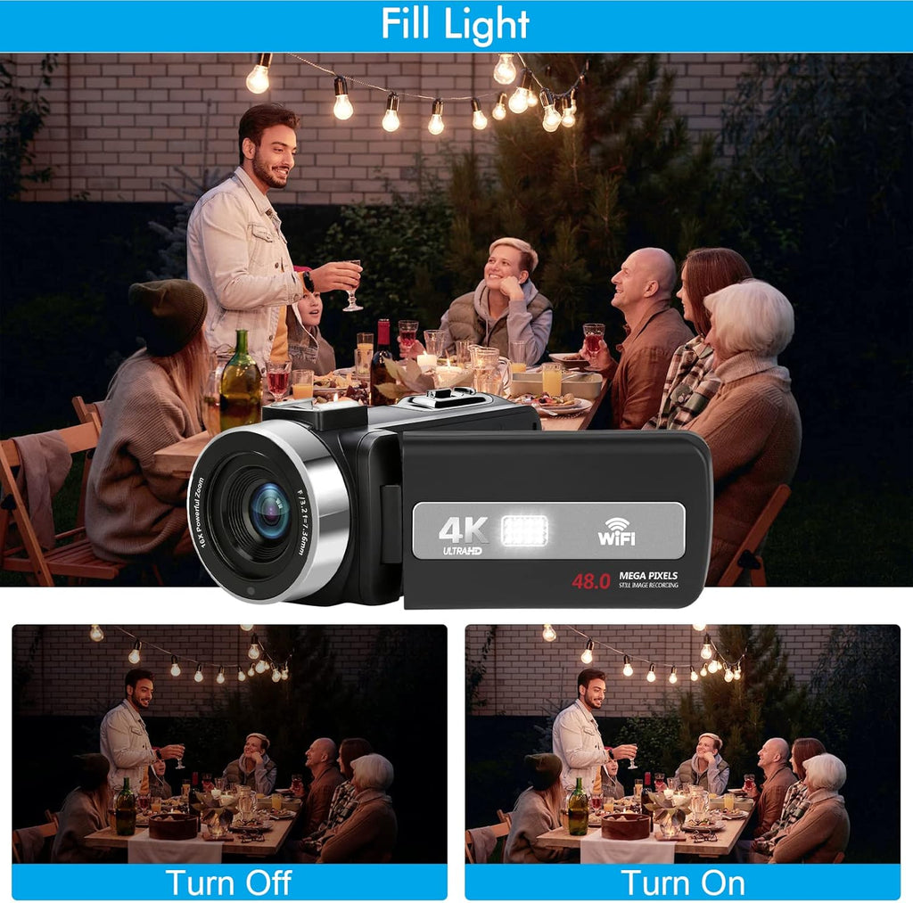 4K 60FPS Autofocus Digital Camera with WiFi, 32GB SD Card, 2 Batteries J349025