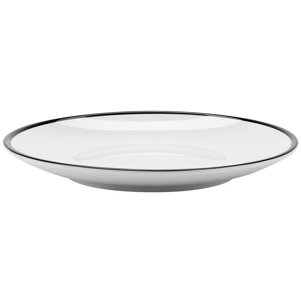 White with Black Trim Round Melamine Coupe Plate Z99983